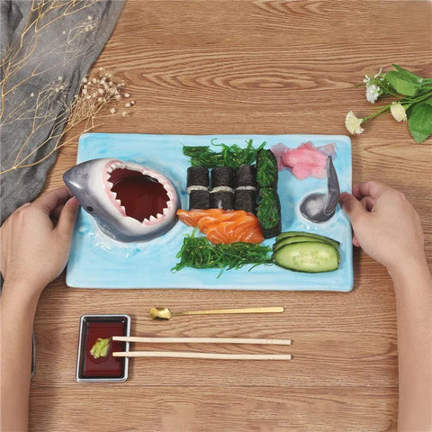 SearchFindOrder Ceramic Sushi Shark Shape Plate