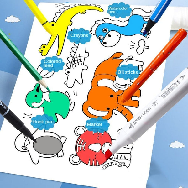 SearchFindOrder Children&#39;s Drawing Roll Sticky Color Filling Paper Graffiti Scroll Coloring Paper Roll for Kids DIY Painting Educational Toys