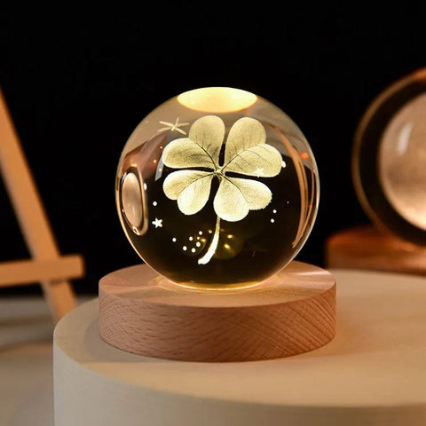 SearchFindOrder Clover / 6cm with base 3D Crystal Planet Night Light