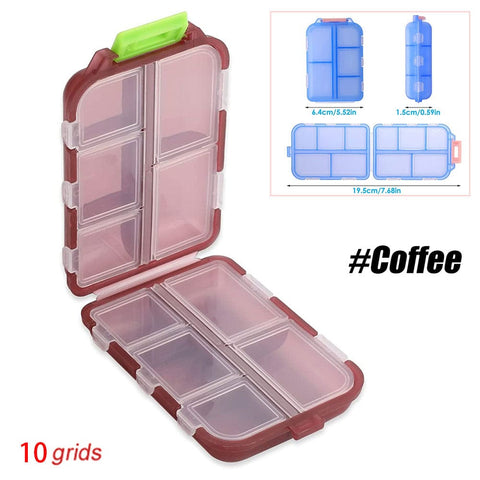 SearchFindOrder Coffee - 10 Grids Moisture-Proof Travel Pill Organizer