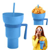 SearchFindOrder Creative 2-in-1 Popcorn Snack and Beverage Cup with Straw and Handle