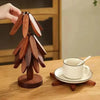 SearchFindOrder Dark Brown / 22.5 10CM Tree Design Stand Wooden Trivets