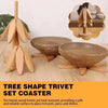 SearchFindOrder Dark Brown / 22.5 10CM Tree Design Stand Wooden Trivets