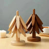 SearchFindOrder Dark Brown / 22.5 10CM Tree Design Stand Wooden Trivets
