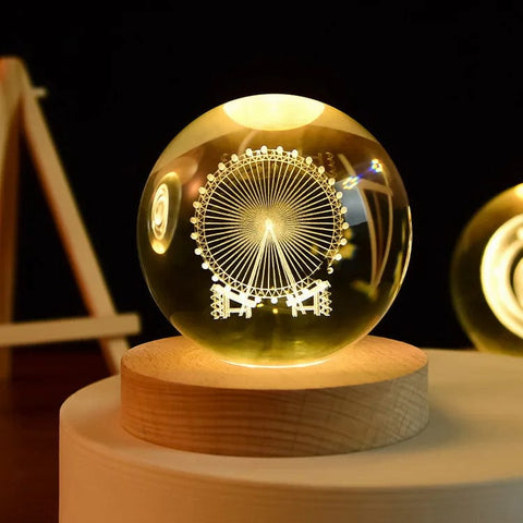 SearchFindOrder Ferris wheel / 6cm with base 3D Crystal Planet Night Light