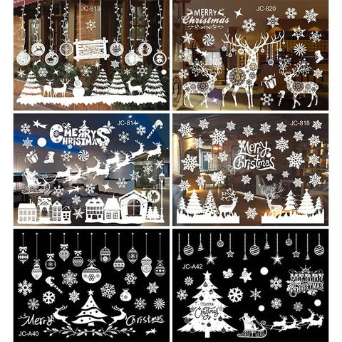 SearchFindOrder Festive Elegance 2023 Holiday Window Decals Christmas Cheer & New Year Joy Decor Set