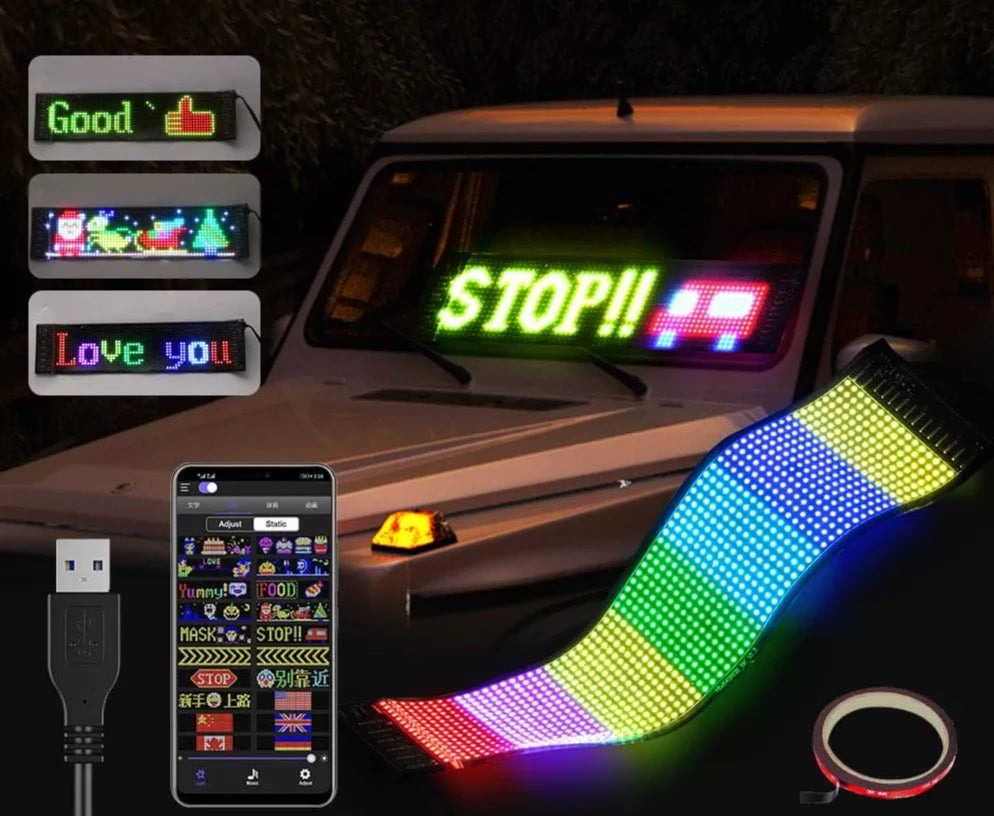 LED Car Sign, Programmable LED Matrix Panel, Flexible Screen Display A ...