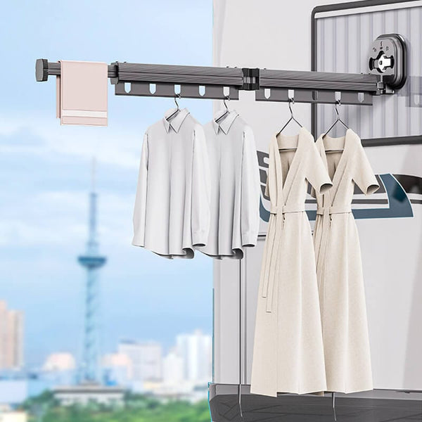 Suction Wall Mount Clothes Drying Rack Folding Space Saving