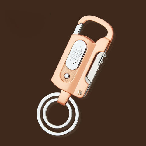 SearchFindOrder Gold Versatile 5-in-1 Windproof Lighter Multitool: Keychain, Wine Opener, Knife, Flashlight, & Slotted Screwdriver