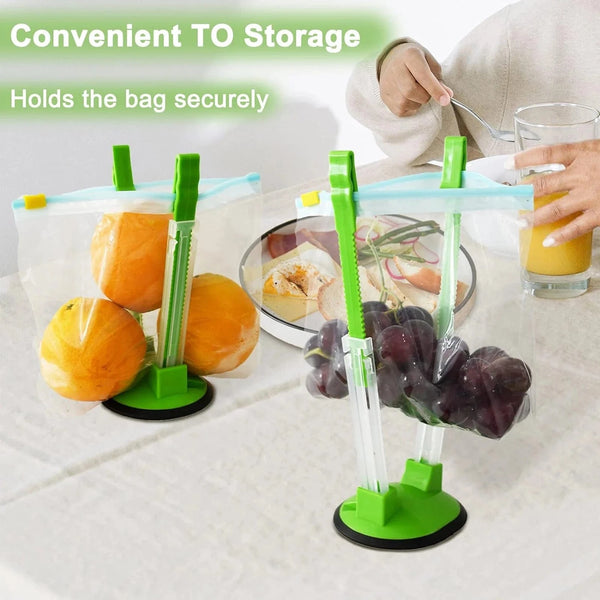 SearchFindOrder green Baggy Rack Holder For Food Prep
