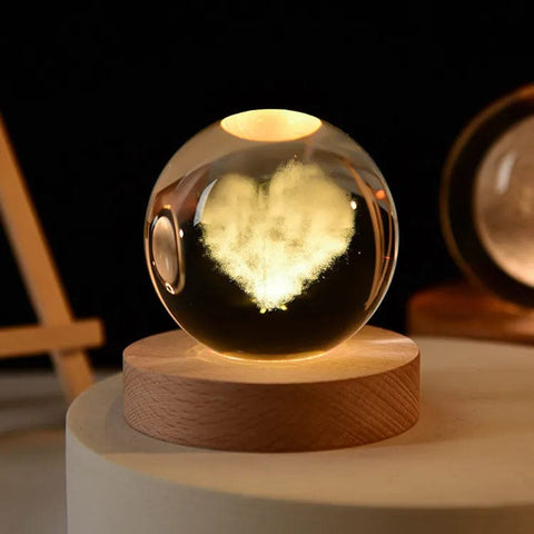SearchFindOrder Heart / 6cm with base 3D Crystal Planet Night Light