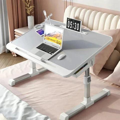 SearchFindOrder Laptop Desk with Adjustable Stand, Built-in Light, and Storage Drawer