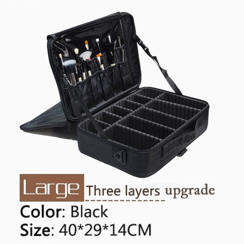SearchFindOrder Large 3LayerV2 black Ultimate Glam Travel Companion: Deluxe Cosmetic Voyage Organizer