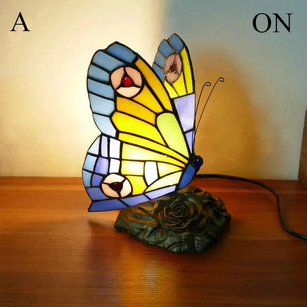 SearchFindOrder LED Table lamp Tiffany Desk decorate Light Butterfly Stained Glass Creativity Art Bedroom Bedside Study Nightstand NIght Light