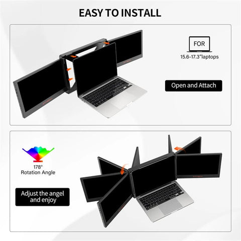 SearchFindOrder MATE X / CHINA Portable Triple Laptop Monitor with Dual Extender Screens, Full View 1920x1080 IPS FHD Foldable Display for Laptops
