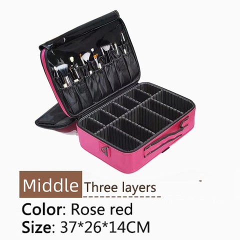 SearchFindOrder middle 3Layer pink Ultimate Glam Travel Companion: Deluxe Cosmetic Voyage Organizer