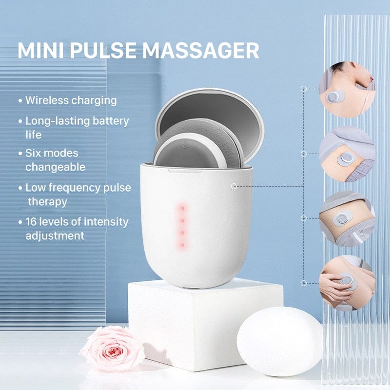 Mini Portable EMS Pulse Massager Full Body Electrical Magic Massage  Stickers TENS Pulse Muscle Relax Tool With Charging Case