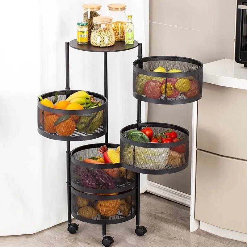 Rotating Storage Rack, Multi-Layer Kitchen Storage Shelf with Wheels,  Standing Shelf Storage Fruit Vegetable Snack, Multifunctional Household  Shelf