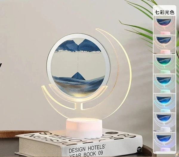 SearchFindOrder Moon-Blue 3D Sandscape Table Lamp