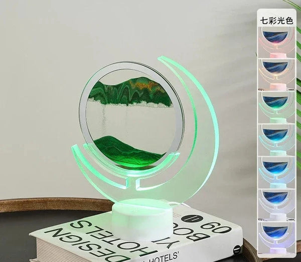 SearchFindOrder Moon-Green 3D Sandscape Table Lamp