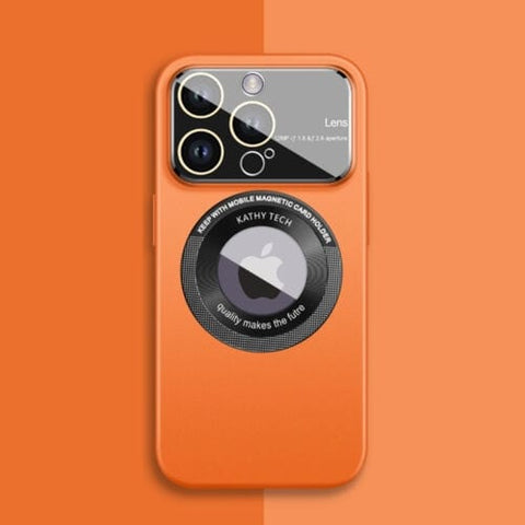 SearchFindOrder Orange / For iPhone 12 Premium Glass Lens and Phone Case for iPhone 12/13/14 Pro Max, MagSafe Compatible, Frosted Back, Magnetic Protection