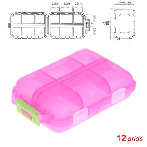 SearchFindOrder Pink - 12 Grids Moisture-Proof Travel Pill Organizer