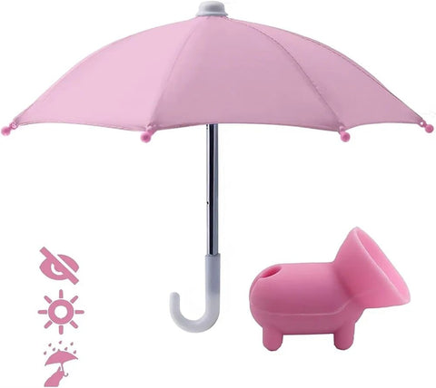 SearchFindOrder Pink Phone Shade Innovative Adjustable Umbrella Stand with Powerful Suction Cup for Your Mobile Phone, Featuring a Cute Piggy Design