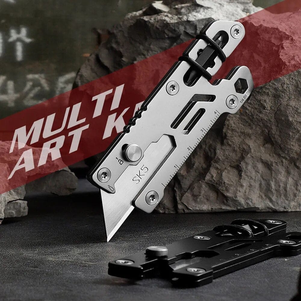 Multi Tool Razor Utility Knife, Retractable Razor Blade, Titanium Box Cutter Locking Ra ...