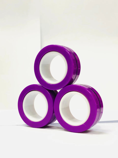 SearchFindOrder Purple 3pc Anxiety Relieving Colorful Magnetic Finger Rings