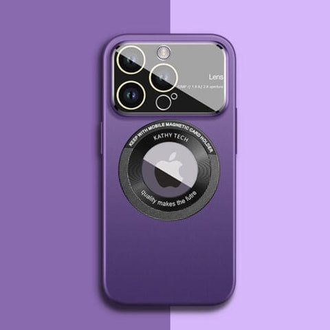 SearchFindOrder Purple / For iPhone 12 Premium Glass Lens and Phone Case for iPhone 12/13/14 Pro Max, MagSafe Compatible, Frosted Back, Magnetic Protection