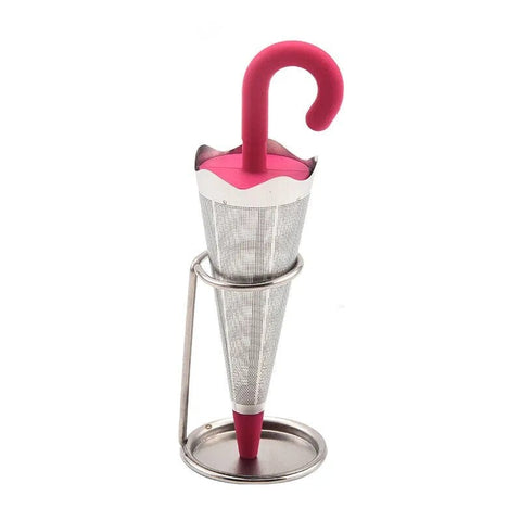SearchFindOrder Red Colorful Umbrella Tea Infuser Stainless Steel & Silicone