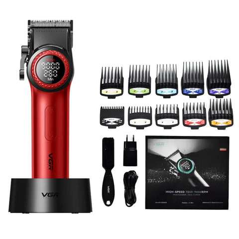SearchFindOrder red Electric Adjustable Barber Hair Trimmer 9000 RPM