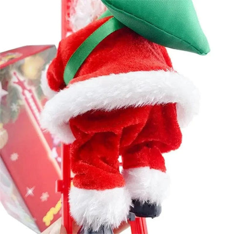 SearchFindOrder Red Ladder Festive Melody Santa Claus Ascender Electric Christmas Ornament for Tree Decore & 2024 New Year Cheer