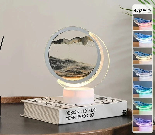 SearchFindOrder Semi-circular-Black 3D Sandscape Table Lamp