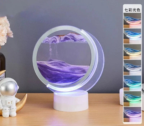 SearchFindOrder Semi-circular-Purple 3D Sandscape Table Lamp