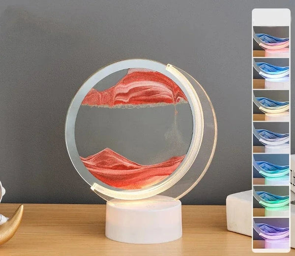 SearchFindOrder Semi-circular-Red 3D Sandscape Table Lamp