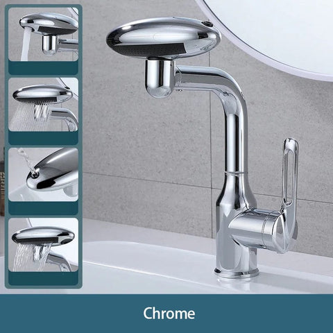 SearchFindOrder Silver 4 in 1 360° Rotation Universal Waterfall Basin Faucet