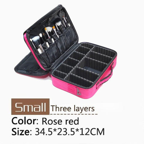 SearchFindOrder Small 3layer pink Ultimate Glam Travel Companion: Deluxe Cosmetic Voyage Organizer