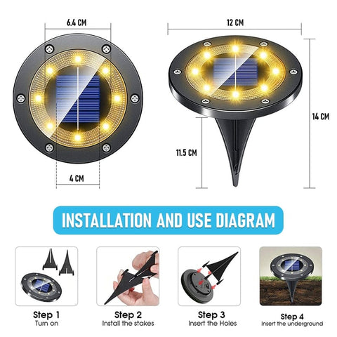 SearchFindOrder Solar Glow Pathway Brilliance 16/20 LED Underground Solar Disk Lights