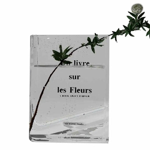 SearchFindOrder Transparent black Unique Book Vase for Flowers