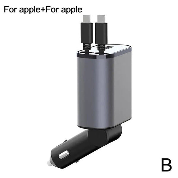 SearchFindOrder Two For Apple / China 4-in-1 Retractable Car Charger USB Type C Cable for iPhone & Samsung