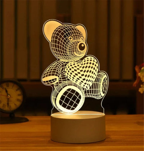 SearchFindOrder USB Warm White / Bear 3D Acrylic LED Lamp with Romantic Love Design for Home