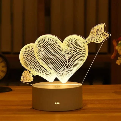 SearchFindOrder USB Warm White / Heart 3D Acrylic LED Lamp with Romantic Love Design for Home