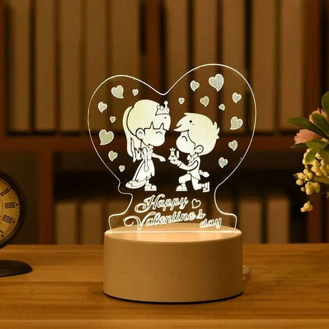 SearchFindOrder USB Warm White / HV  Girl Boy 3D Acrylic LED Lamp with Romantic Love Design for Home