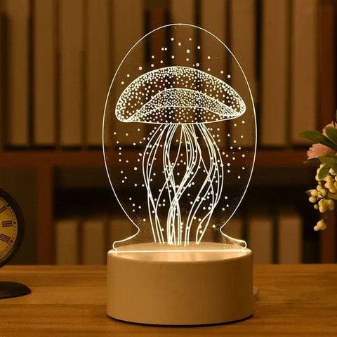 SearchFindOrder USB Warm White / Jellyfish 3D Acrylic LED Lamp with Romantic Love Design for Home