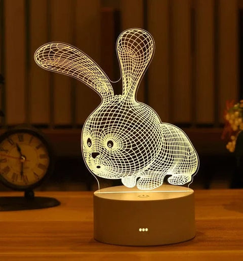 SearchFindOrder USB Warm White / Rabbit 3D Acrylic LED Lamp with Romantic Love Design for Home