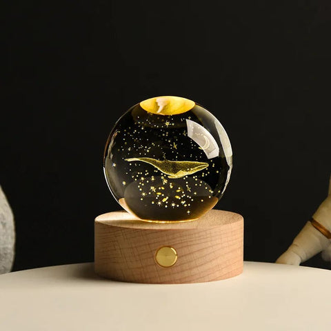 SearchFindOrder Whale / 6cm with base 3D Crystal Planet Night Light
