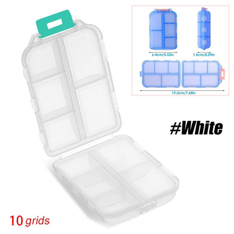 SearchFindOrder White - 10 Grids Moisture-Proof Travel Pill Organizer