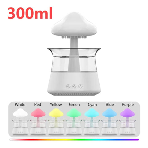 SearchFindOrder White Relax Electric Mushroom Rain Air Humidifier Aroma Diffuser Colorful Night Lights