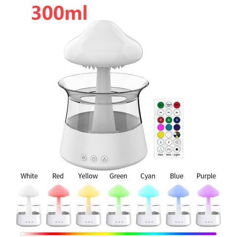 SearchFindOrder White remote control 1 Relax Electric Mushroom Rain Air Humidifier Aroma Diffuser Colorful Night Lights